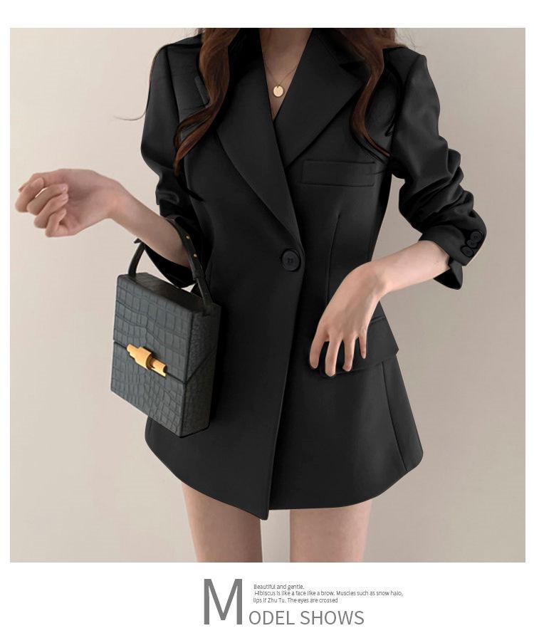 Women's Black Slim Fit Suit Jacket - New Design for Spring/Autumn, Korean & British Style