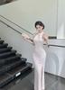 New Chinese-style Improved Cheongsam Summer New Lace Sexy Waist Thin Neck Long Small Dress Women