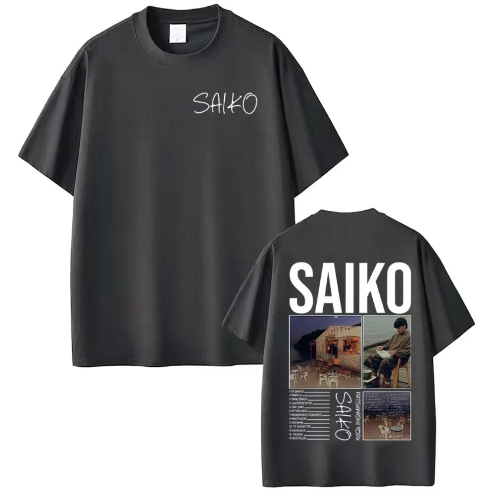 Rapper SAIKO Natsukashii Yoru Album 2025 T-shirt Men's Women Cotton Oversized T-shirts Hip Hop Retro Short Sleeve Print T Shirts