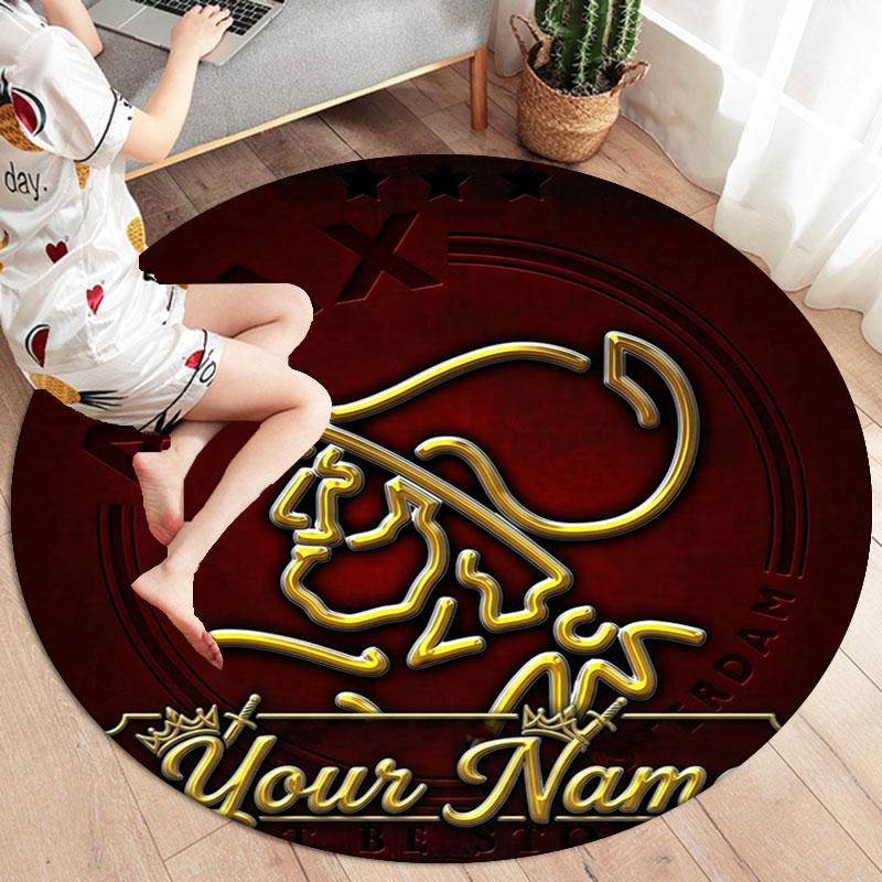 AFC Ajax Custom Name Round Area Rug,Carpet Rug for Living Room Bedroom Sofa Playroom Decor,Non-slip Floor Mat