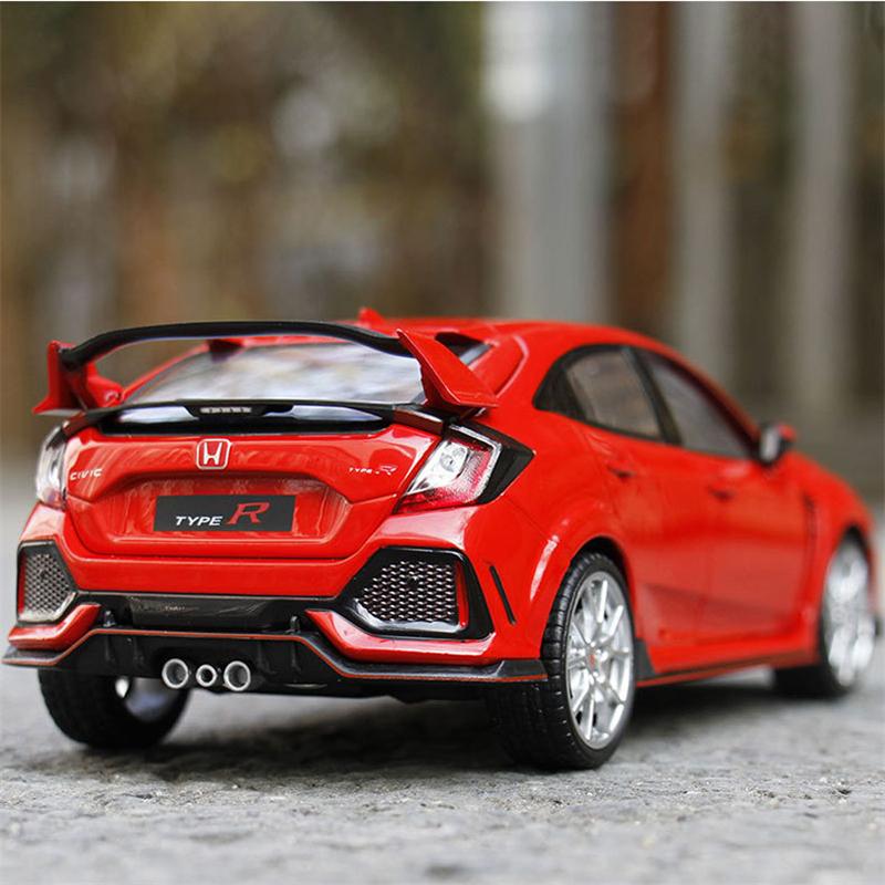 New 1:24 HONDA CIVIC TYPE-R Alloy Car Model Diecast Vehicles Metal Sports Car Model Sound and Light Collection Children Toy Gift GQ3
