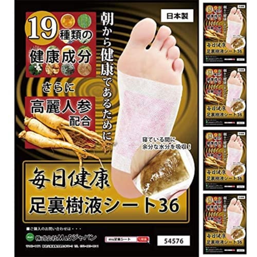 M's Japan Daily Health Foot Sap Sheets with Korean Ginseng and 19 Healthy Ingredients, Made In Japan, 180 Sheets (90 Pairs)