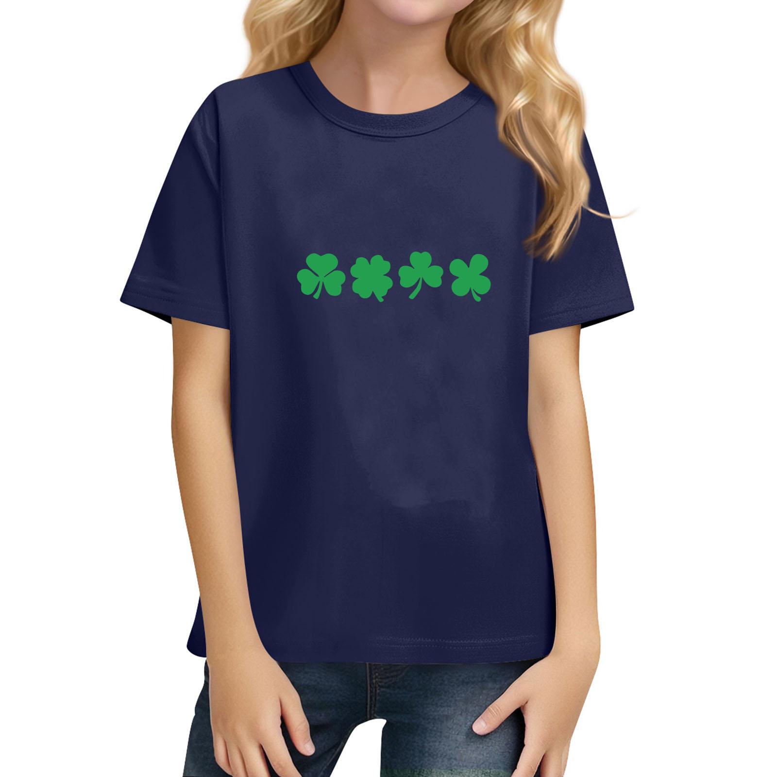 Children s Daily Casual Short-sleeved Color Tops T-shirt 110 тёмно-синий