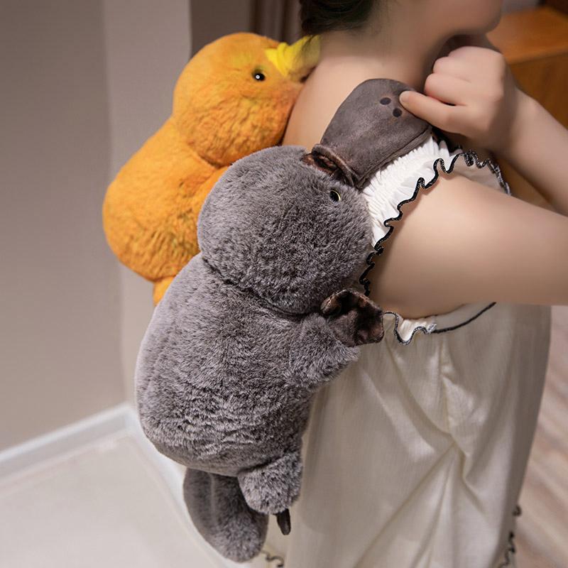 45cm Funny Cartoon Platypus Plush Doll Pillow Yellow Gray Lying Long Platypus Plush Toy Home Decoration Gift for Boys and Girls