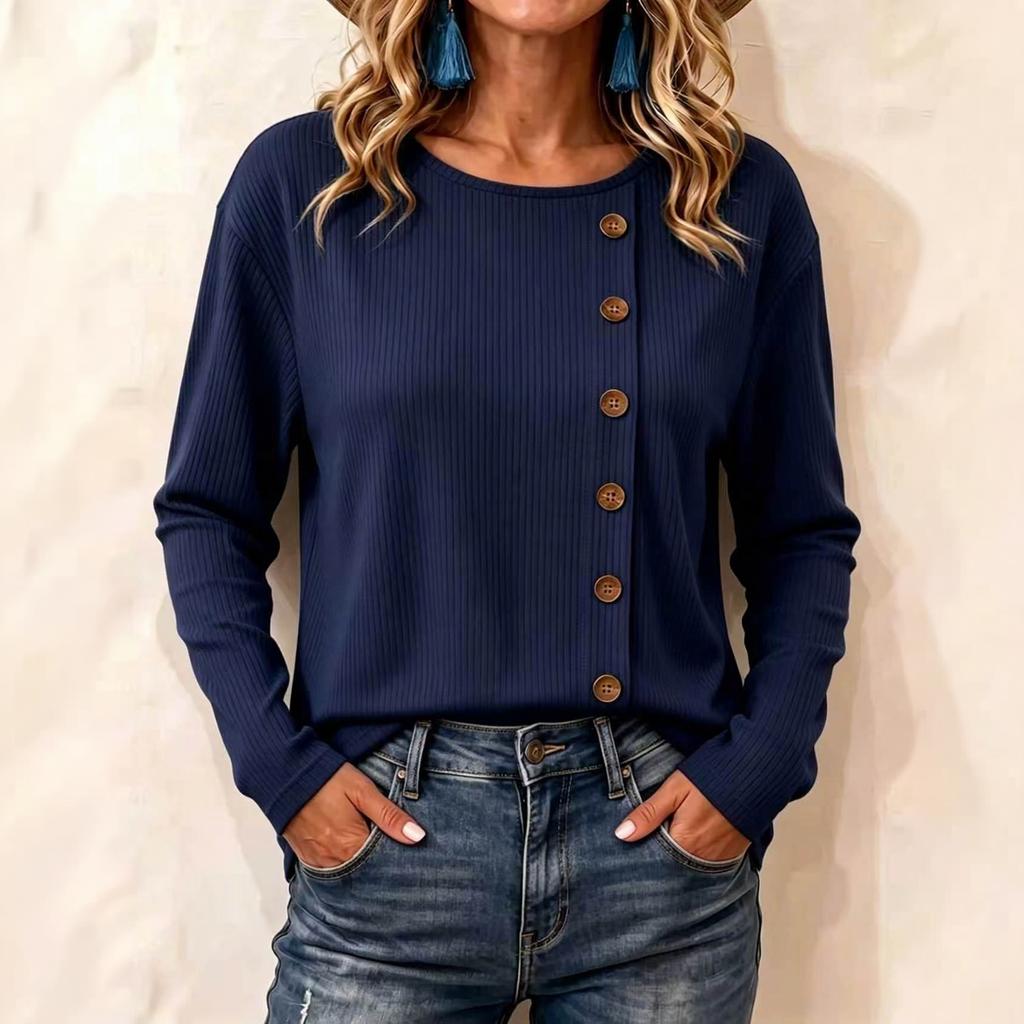 Cord-Langarmshirt mit lockerem Schnitt und Knopfleiste Bequemes Freizeithemd für Damen Geeignet für den täglichen Gebrauch