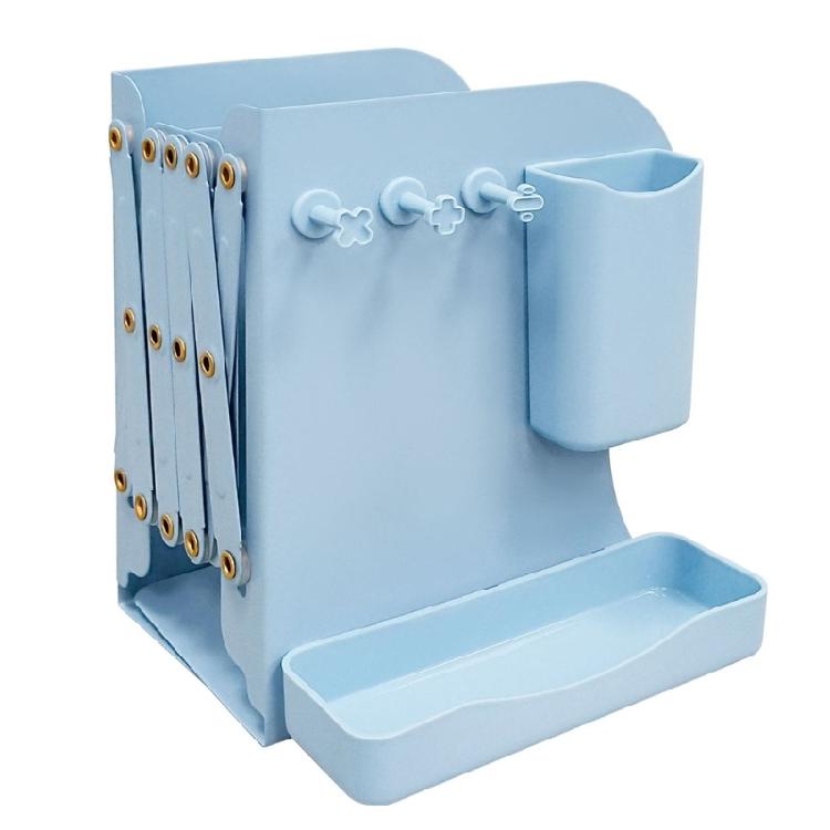 Multifunctional Book End, Adjustable Metal Bookend Book Holder, Expandable Bookend Book Magazine Holder for Shelves синего