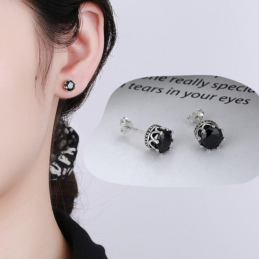 Silvermoon925 Silver 925 Earrings Black Knight Zircon E003