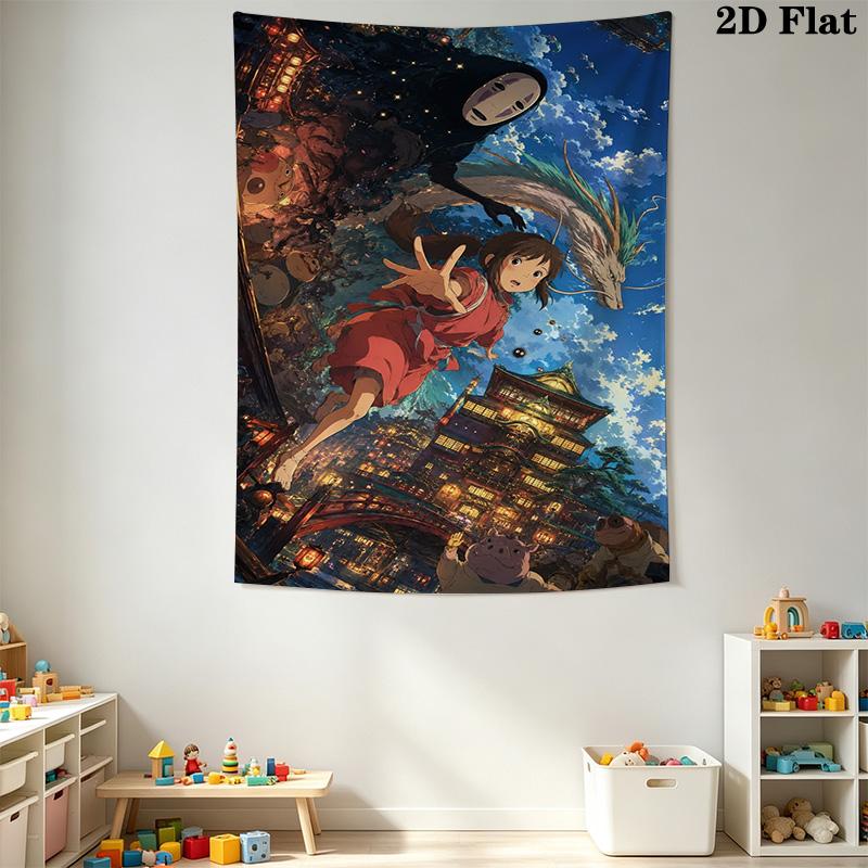 Neighbor Totoro Adventure Forest Tapestry Background Cloth Wallmounted Work Of Art Christmas Gift Atmospheric Background Cloth