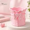 Pink Bow Stationery Holder Makeup Brush Holder, 3D Printed Desk Organizer, Cosmetic Brushes Container & Pen Storage Cup for Vanity Decoration