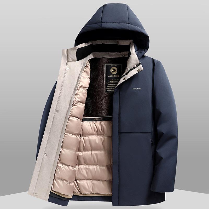 

Мужская пуховая куртка с утолщенным воротником-стойкой, новая модная утолщенная теплая куртка средней длины из гусиного пуха Bajia Velvet 4XL