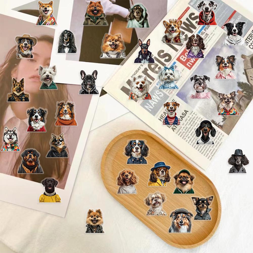 50 Cartoon-Hunde-Sammlung Aufkleberpaket Wasserdicht Transparentes PET Handbuchmaterial Dekorativ Gitarre Notizbuch DIY