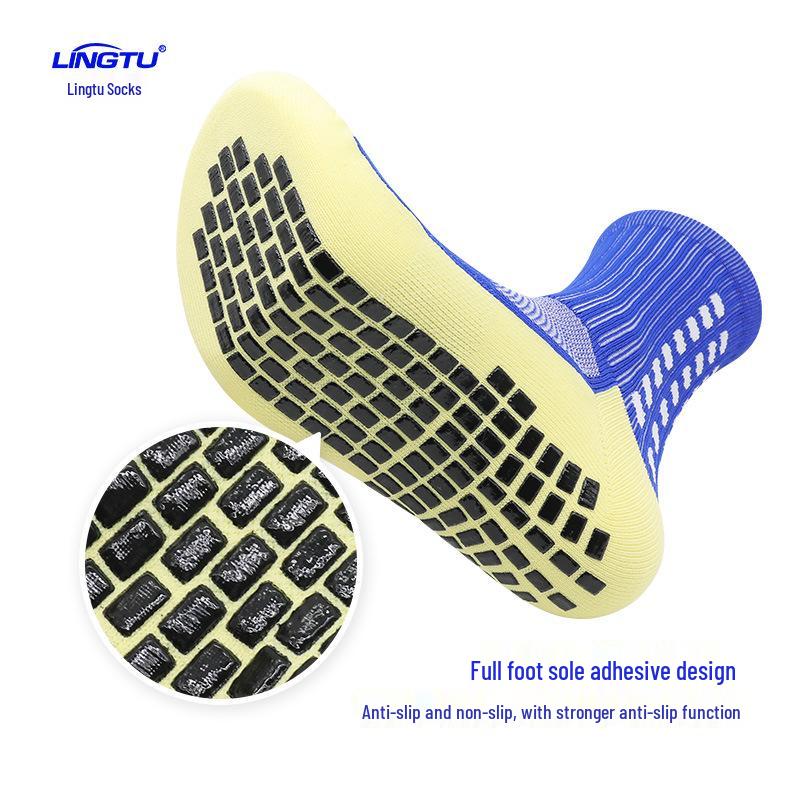 Men's Non-Slip Mid-Calf Football Socks with Thickened Towel Bottom and Silicone Grip