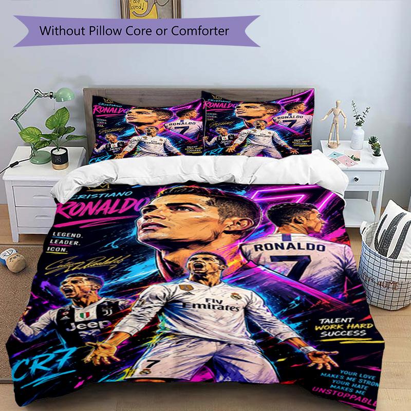 Ronaldo's Portugal's Cristiano Ronaldo Wins World Cup Bedding Set, Breathable Duvet Cover with Pillowcases, Soft Bed Linen for Bedroom Home Decoration