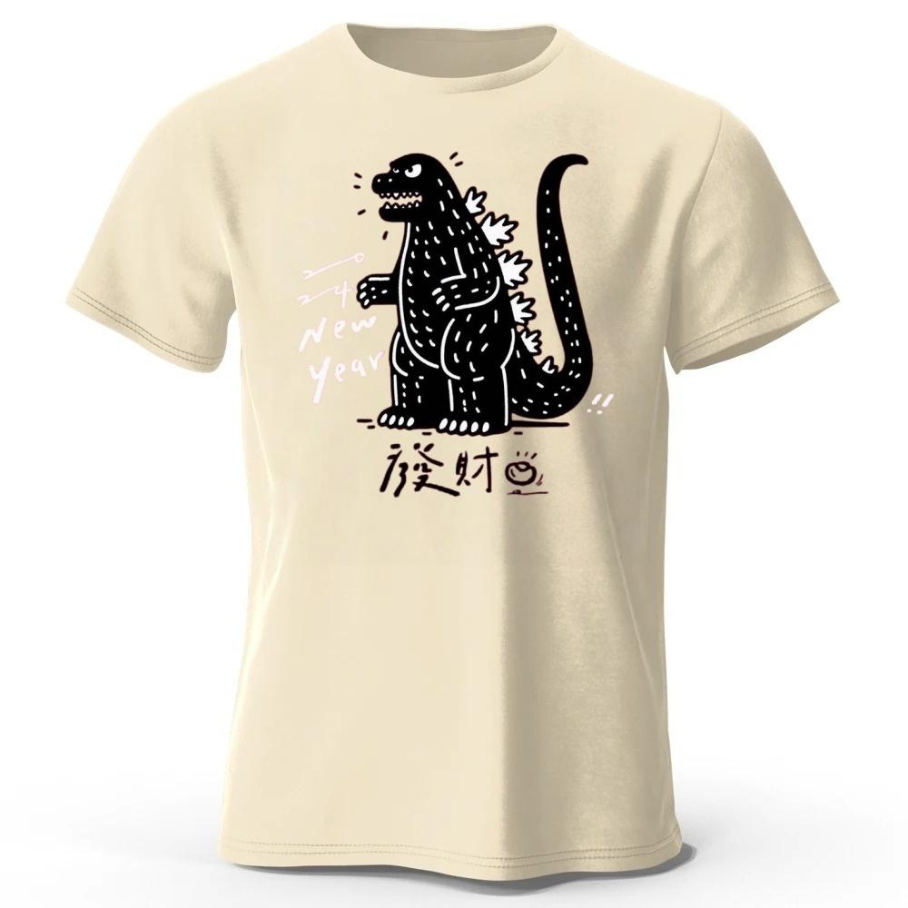 New Year Angry Dinosaur Funny Creative Casual Cotton Tshirt for MenWomen Soft Breathable Short Sleeve Tshirt Casual Dressing