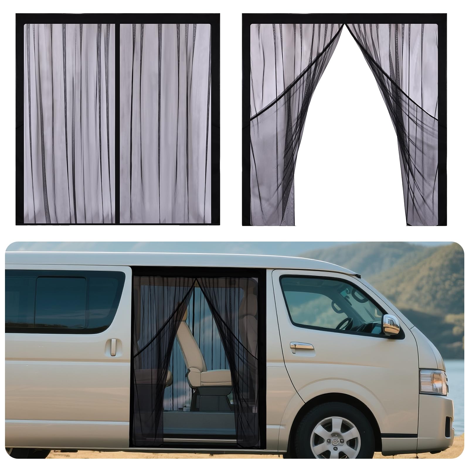 

ZATOOTO Magnetic Car Insect Repellent Net for Toyota Side Door Insect Light Sliding Door Rear Gate Car Easy Mesh Black Hiace, 140x160cm, Screen, чёрный