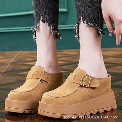 Summer Bag Head Sandals Outer Slippers New Inner Height Increase Thick Sole Small Lazy Shoes A