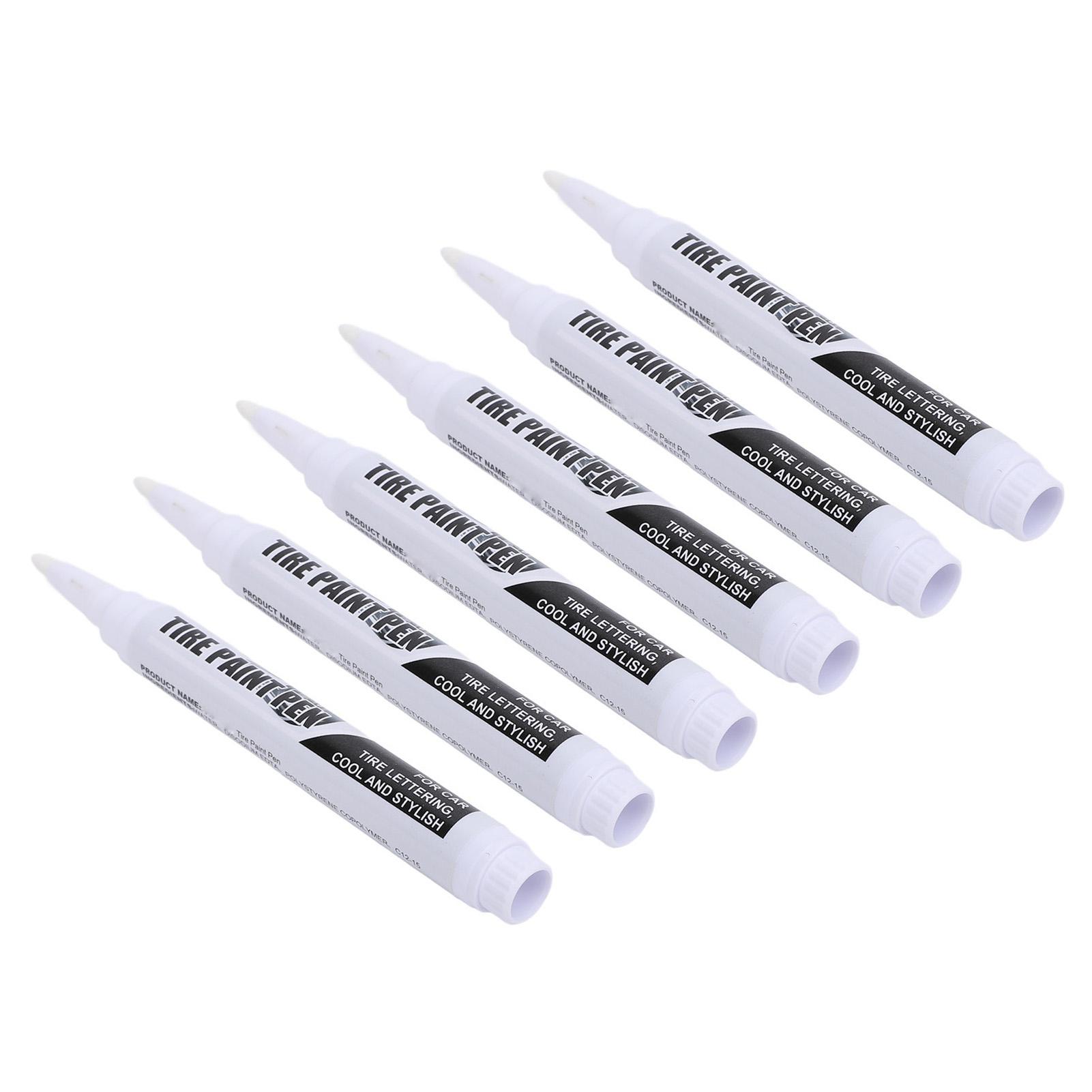 

6 Pcs Tire Marker Pens Long Lasting Tire Lettering Precise Outline Multifunctional White Tire Permanent Marker White