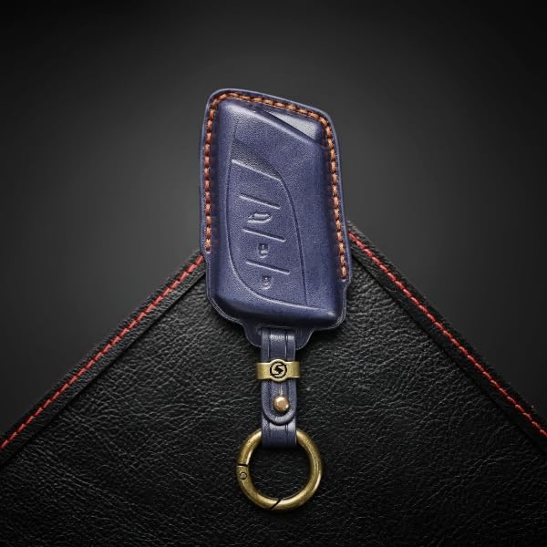 Lexus Key Genuine Premium Smart Key Case [smasol] Cover, LBX, NX, RX, UX, Leather, Design, (3D Luxury/New Key, Navy)