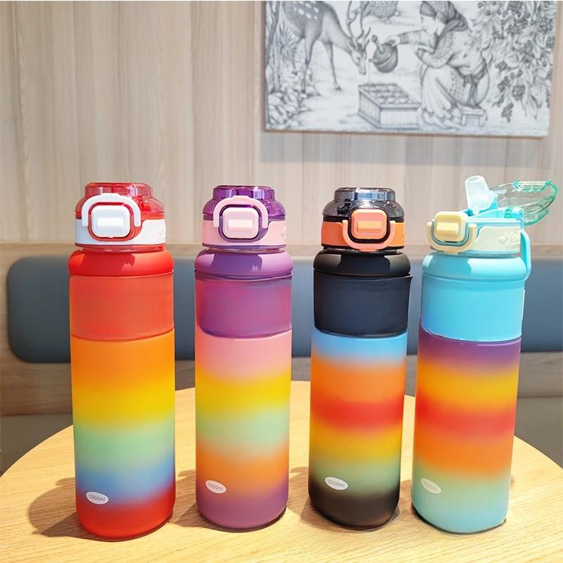 Plastic Straw Water Bottle With Leakproof Seal For Outdoor Sports And Students