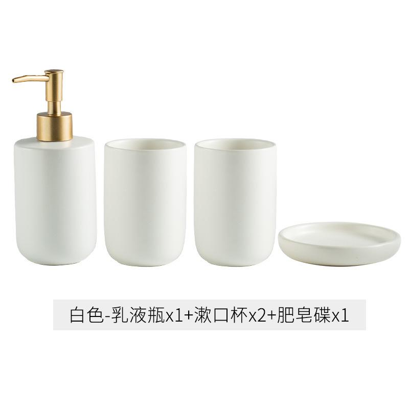 Ensemble simple en céramique pour salle de bain Lavabo Articles de salle de bain Tasse à bain pour la bouche Porte-savon Flacon de désinfectant pour les mains Kit de gobelets à brosse à dents