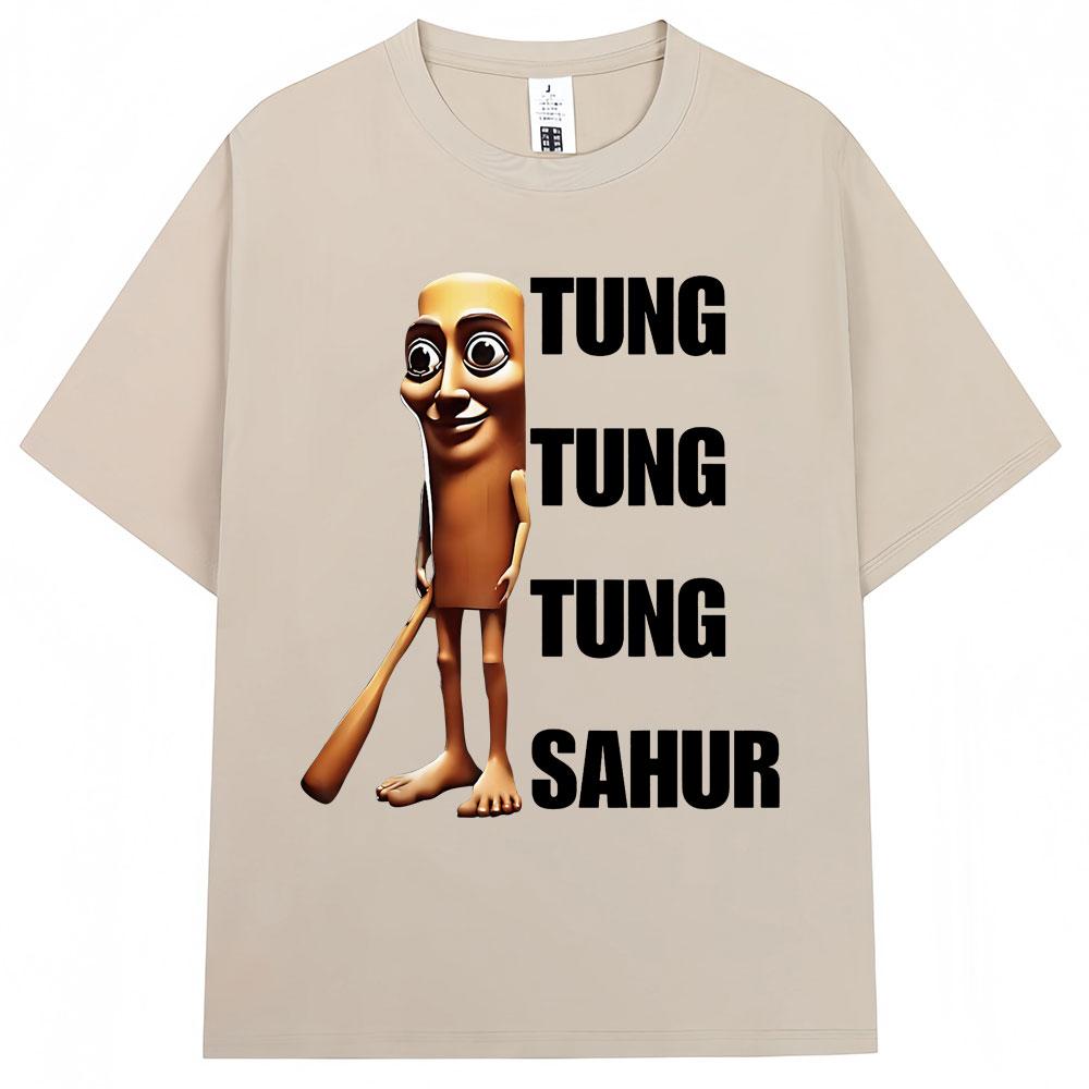 Tung Tung Tung Sahur Funny Baseball Bat Meme T Shirt Men Women Fashion Humor Popular T Shirts Loose Summer ONeck Cotton TShirt