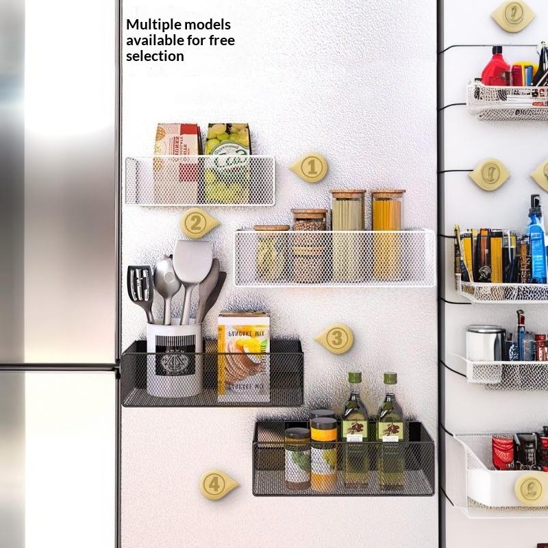 Heavy Duty Metal Magnetic Refrigerator Storage Rack Large Capacity Space Saving Organizer for Pantry Snacks