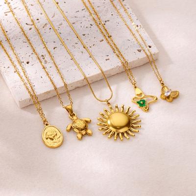 Fashion Versatile Sun Butterfly Stainless Steel Necklace Women's Niche Premium Sense Personality Turtle Hot Selling Element Clavicle Chain