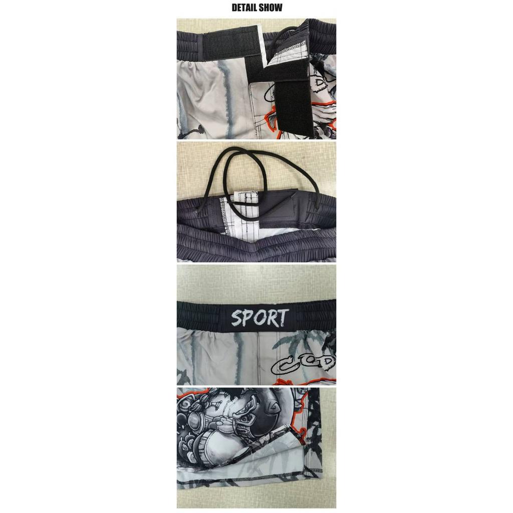 MMA Muay Thai Kickboxing Spodenki Unisex Mężczyźni Kobiety Trening Szybkie wysychanie Nadruk Elastyczna talia Siłownia Fitness Trening