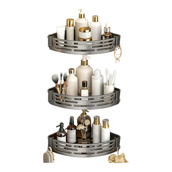 Hörnförvaringsställ Superbärande Spikfri Installation Badrumsorganisatör med Starkt Klister Fuktsäker Design Förvaringsorganisatör