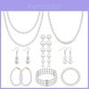 Vintage European Pearl Necklace Set With Geometric Water Drill Pendant For Women Summer