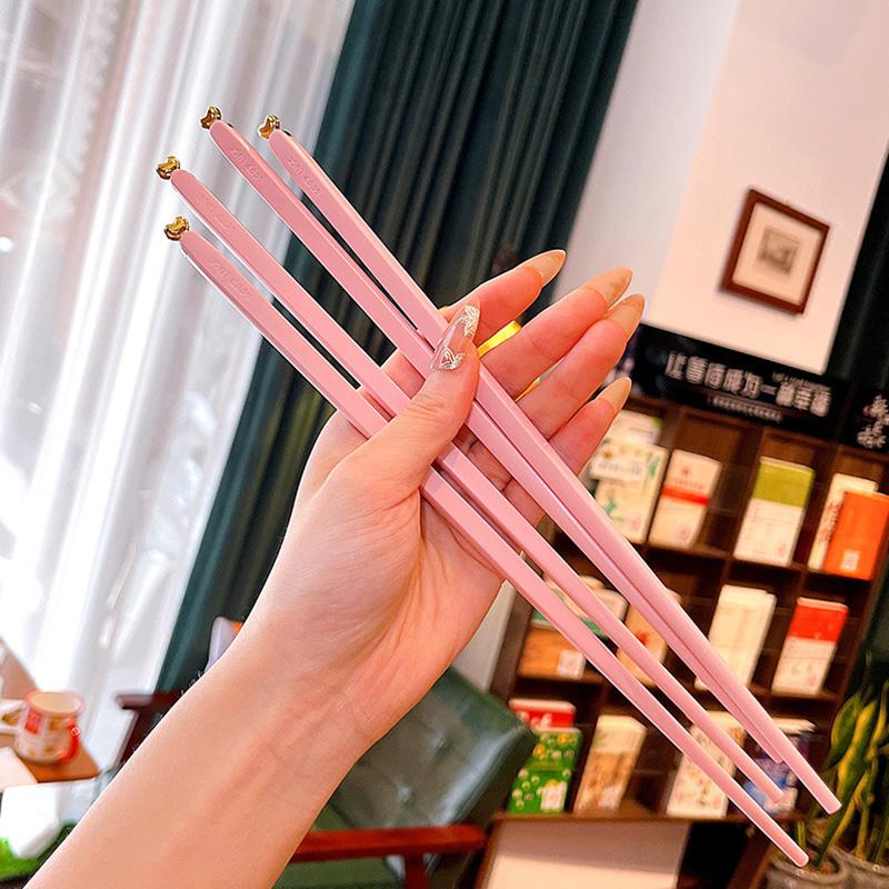 5 Pairs Colored Reusable Chopsticks, Fiberglass Chopsticks Set, Non-Slip, 25.5cm