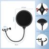 EmJTao Multi-Accessory Desktop Microphone Stand with Pop Filter, Shock Mount, Mic Clip, and 58" to 38" Metal Screw Adapter for Adjustable Microphone