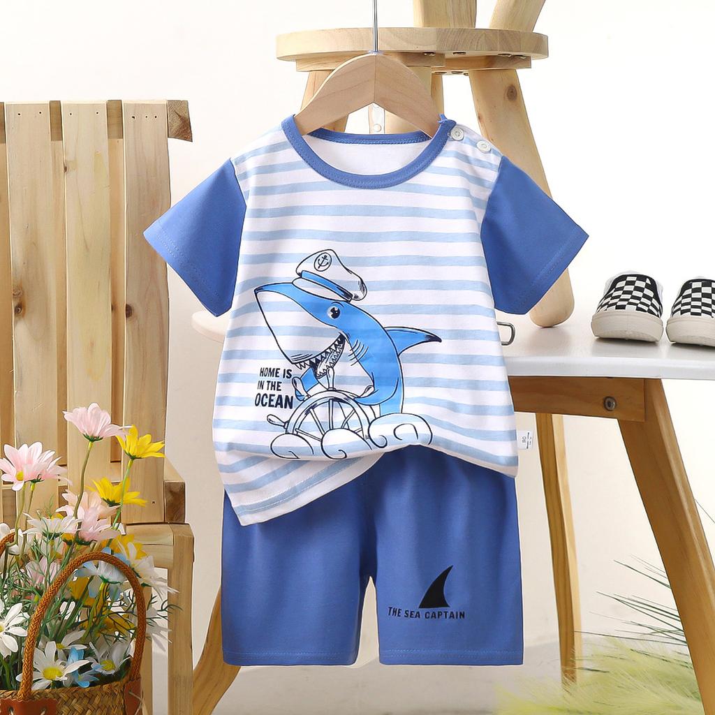 hildren's short-sleeved set cotton boys' -shirt baby summer children's clothing girls' shorts baby clothes summer clothing wholesale