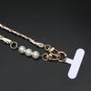 Trendy Universal Pearl Metal Cell Phone Chain Charms Women Detachable Phone Lanyards Crossbody Neck Strap with Patch