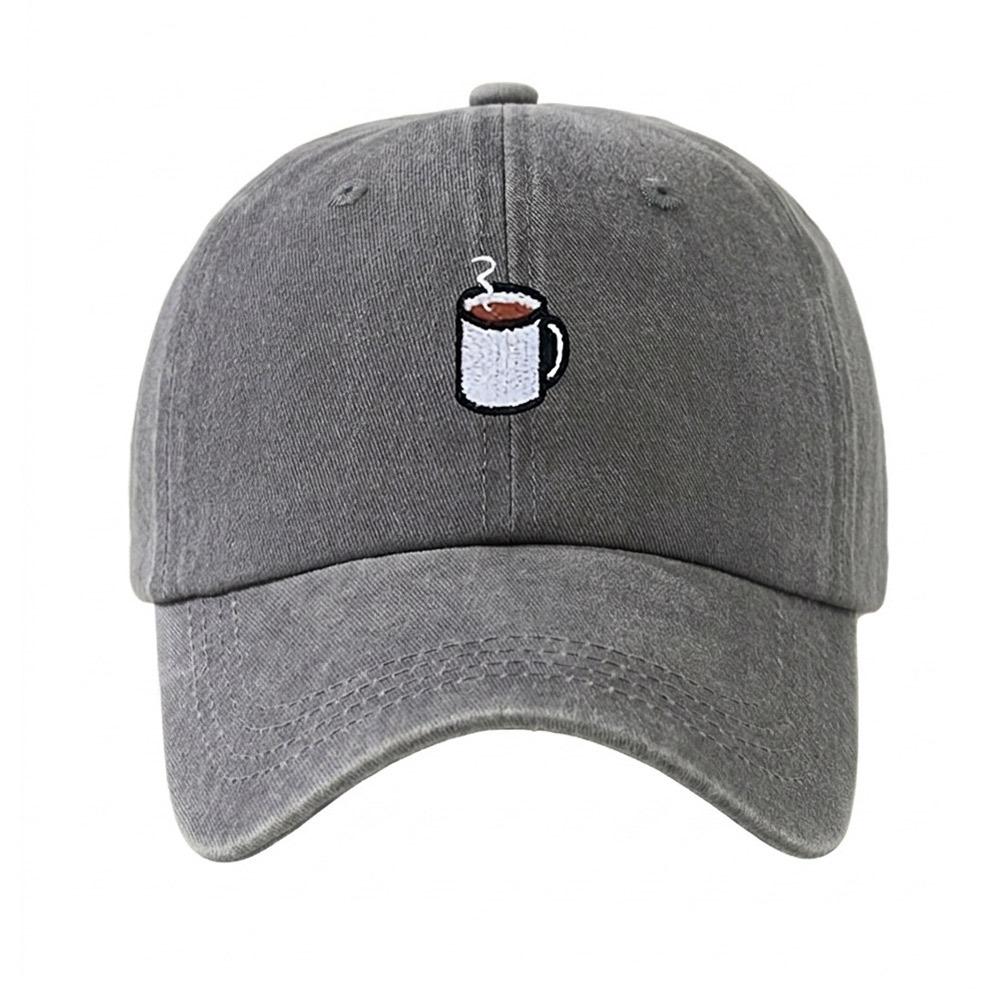 Embroidered Coffee Cup Baseball Cap Hip Hop Sun Hat Retro Distressed Baseball Cap Unisex