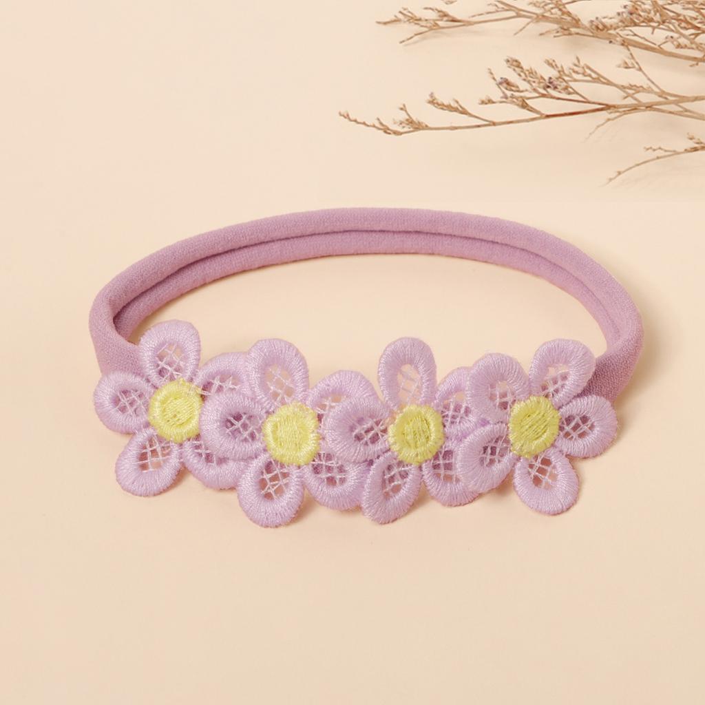 2025 New Spring-Summer Baby Headbands Solid Color Floral Kids Hair Accessories Soft Nylon Infant Headwear Gentle Cute Must-Have