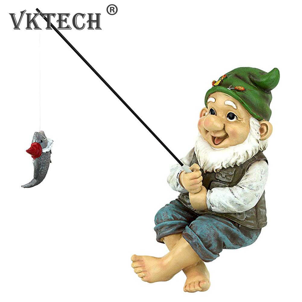 Garden Gnome Statue Resin Fishing Dwarf Elf Figurines Naughty Funny Garden Statues Lawn and Yard Art Resin Decorations Sculpture