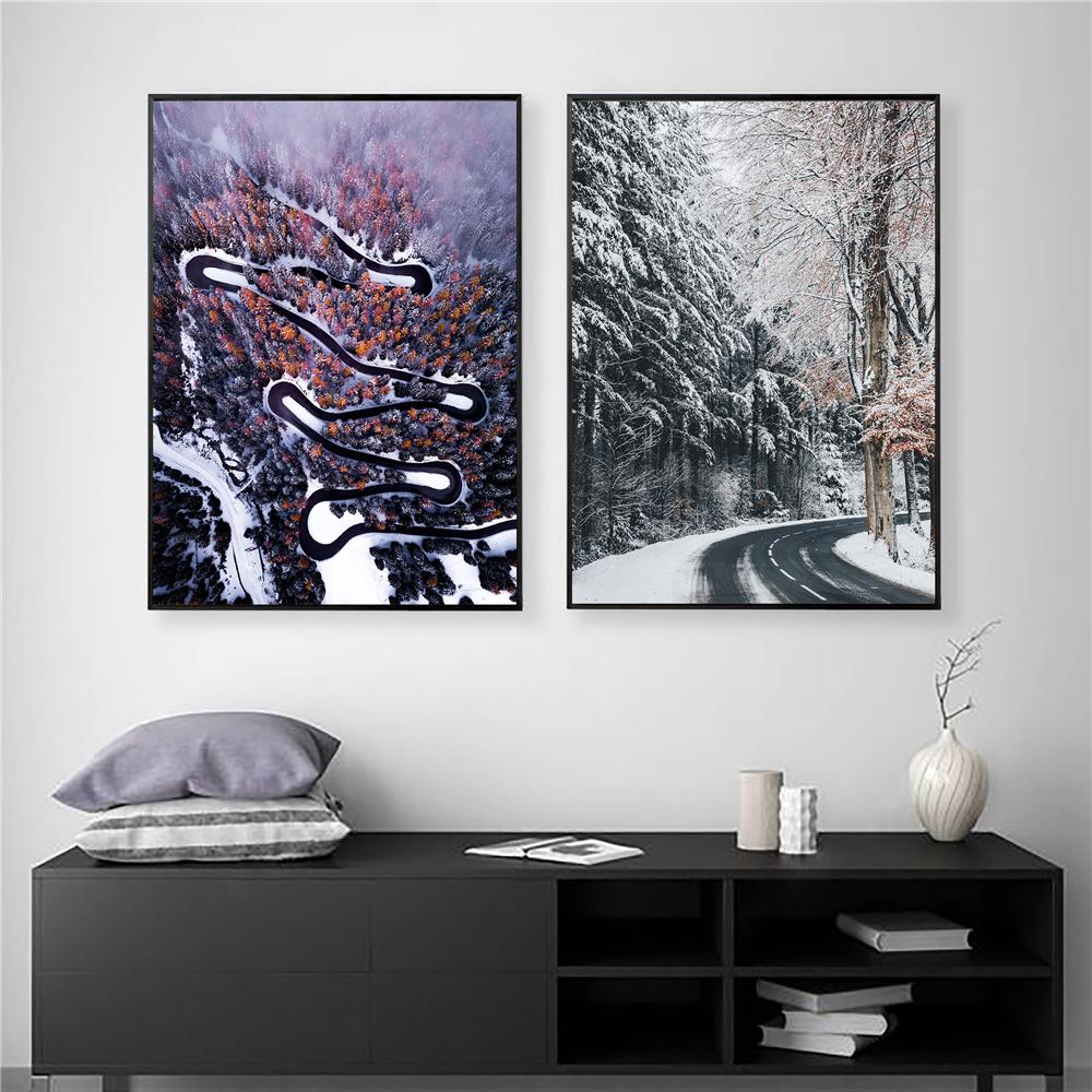 Vertical Board Beautiful Forest Scenery Modern Photo Painting Highway Winding Lines Wall Stickers HD Printing Art Decoration
