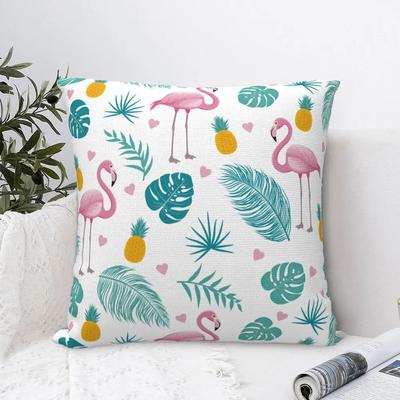 Summer Flamingo Tropical Leaves Pillowcase Soft Polyester Cushion Cover Decorations Throw Pillow Case Cover Home Wholesale X