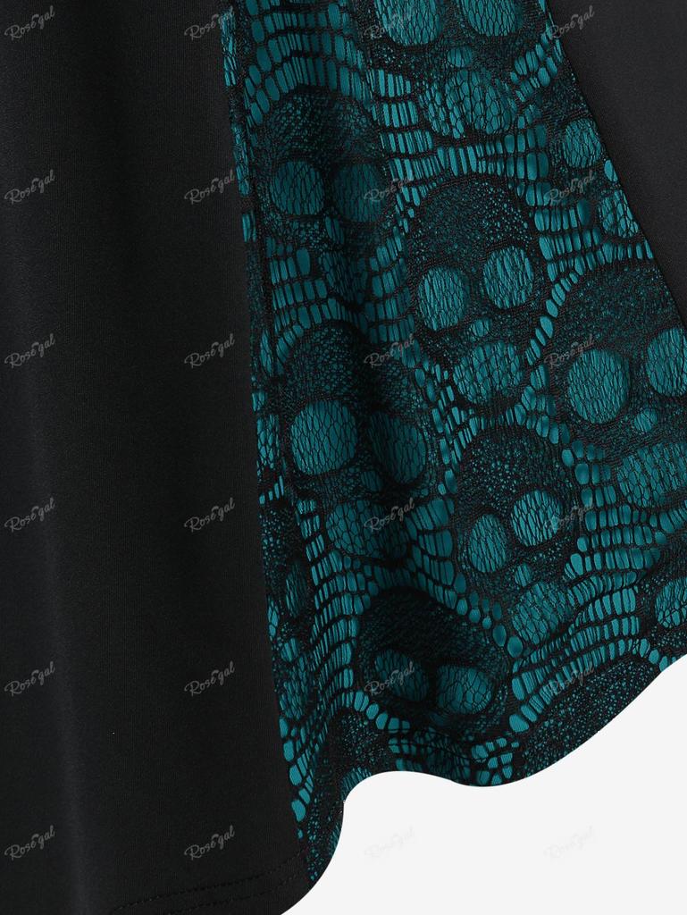 Sukienka Rosegal Plus Size z czaszkami, kabaretkami i marszczonymi krzyżowymi klamrami