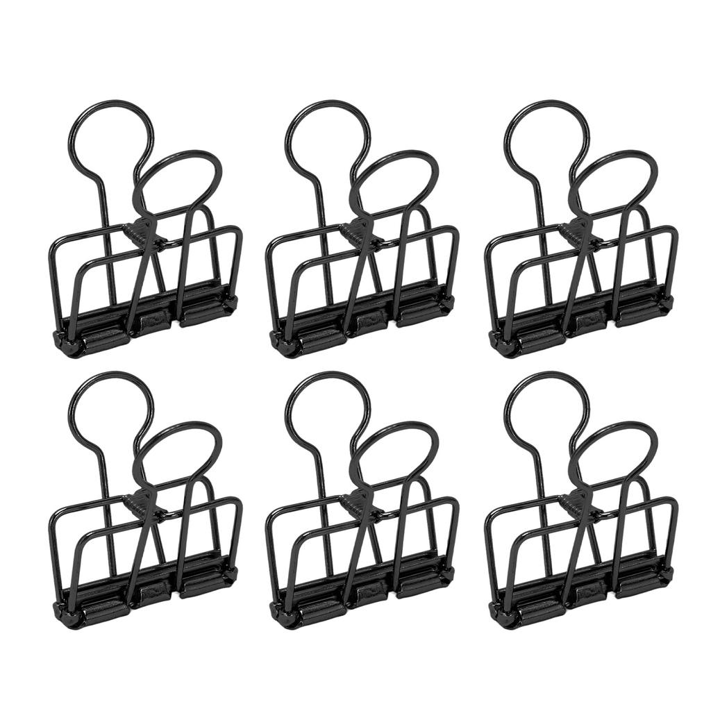 50Pcs Hollow Binder Clips Metal Paper Binder Clips for Documents Papers Test Reports Black