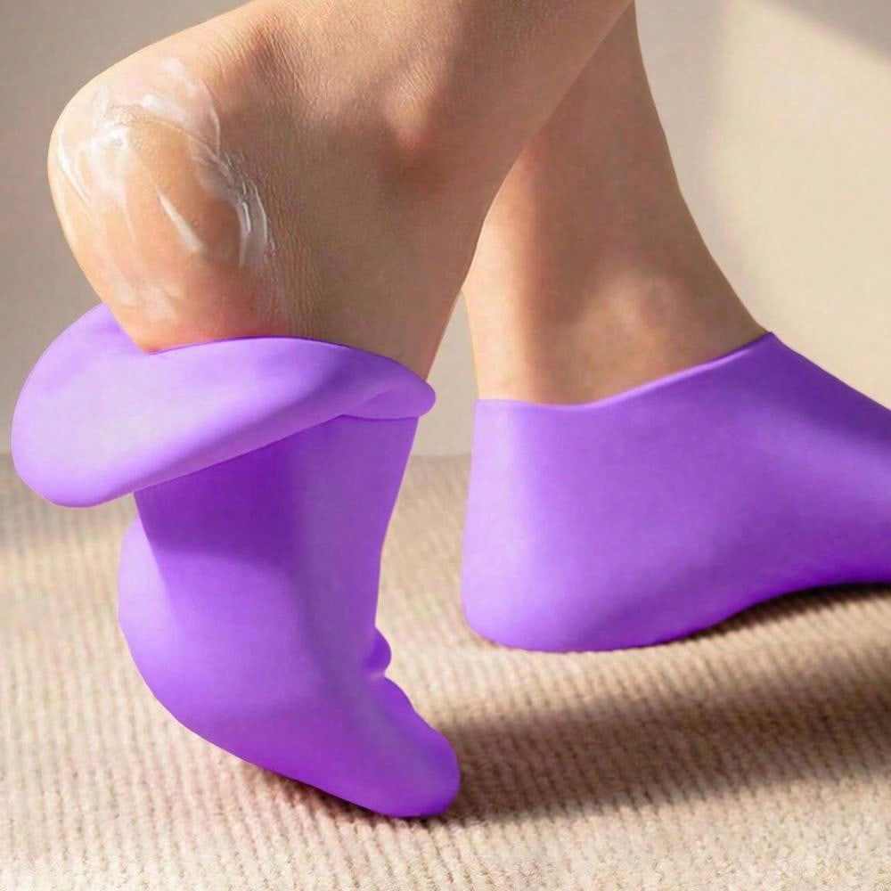 1 Paar feuchtigkeitsspendende Silikongel-Socken für die Fußpflege, zur Vorbeugung von Rissen, zur Entfernung abgestorbener Haut, schützende und elastische Fußpflege-Socken violett