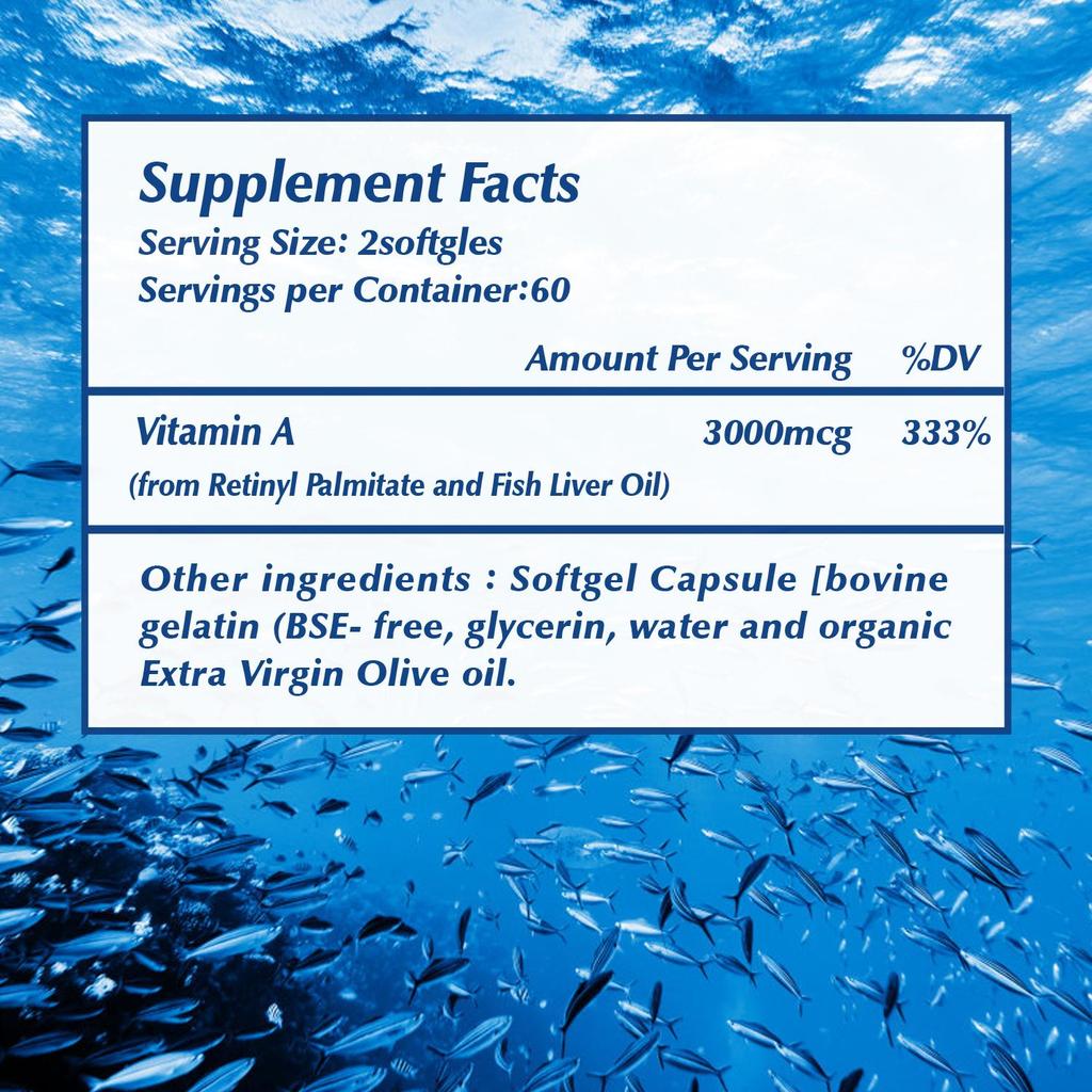 Coolkin - Vitamin A & Cod Liver Oil Capsules - Eye Health, Immune Function, and Skin Health