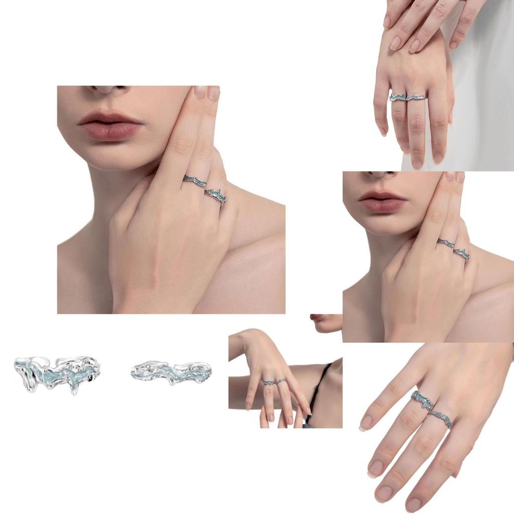 Unique Adjustable Open Finger Ring For Women Stylish Geometric Design Copper Fashion Accessory