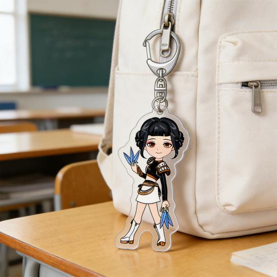 Keychain Pendant 3D Idol Group Design Portable Acrylic Keychain with Metal Lobster Clasp Waterproof Scratch-Proof Key