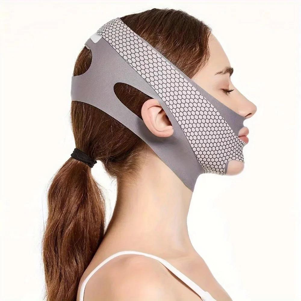 

1pc Face Slimming Bandage V Line Face Shaper Lifting Belt Anti Wrinkle Facial Massage Strap Double Chin Reducer Face Care Tools серый