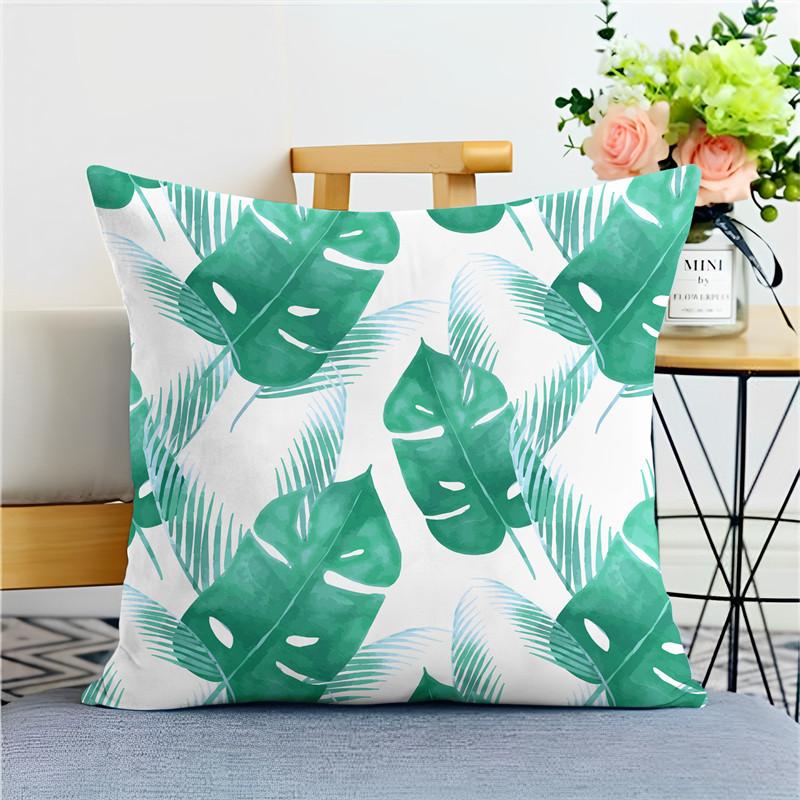 Fashion Tropical Green Plant Pillowcases Natural Style Decorative Pillowcases For Office Bedroom And Sofa