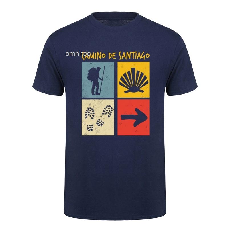Buen Camino De Santiago St James Way Pilgrim Hiking Spain Tshirt Oneck Cotton Short Sleeve T Shirts Tops Hj116