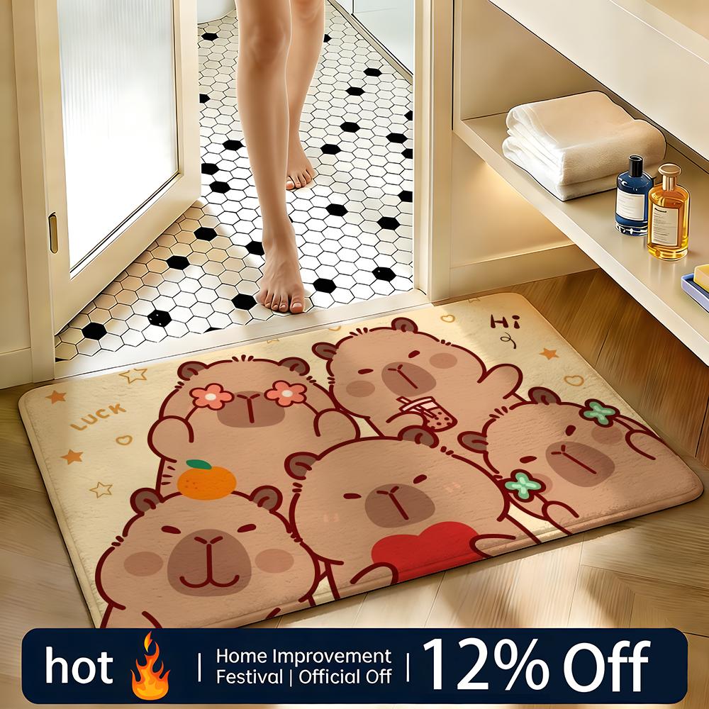 Soft Absorbent Non-Slip Rug Animal Capybara Floor Mat Home Decor Doormat Bedroom Floor Mat Shower Carpet