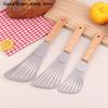 Stainless Steel Slotted Turner Fish Frying Shovel High-temperature Frying Shovel With Wooden Handle Fan-shaped Shovel Household